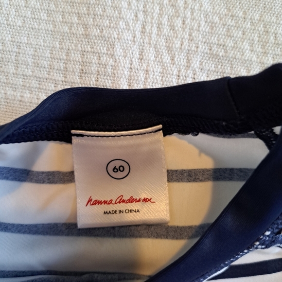 Hanna Andersson boys size 60 or 6-9 months blue & white swim rash guard - Picture 3 of 6